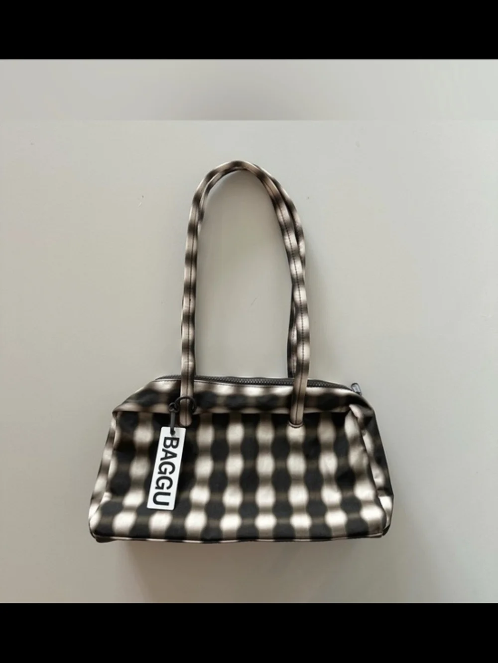 BAGGU Blurred Gingham Bowler Bag